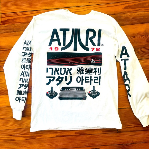 Atari 1972 Medium White Ripple Junction Long Sleeved T-shirt - Picture 2 of 3